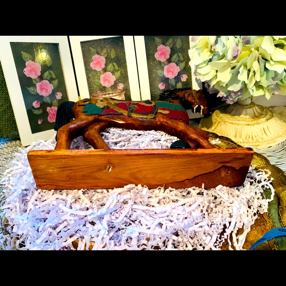 Vintage Wood carved painted Horse - Picture 10 of 12